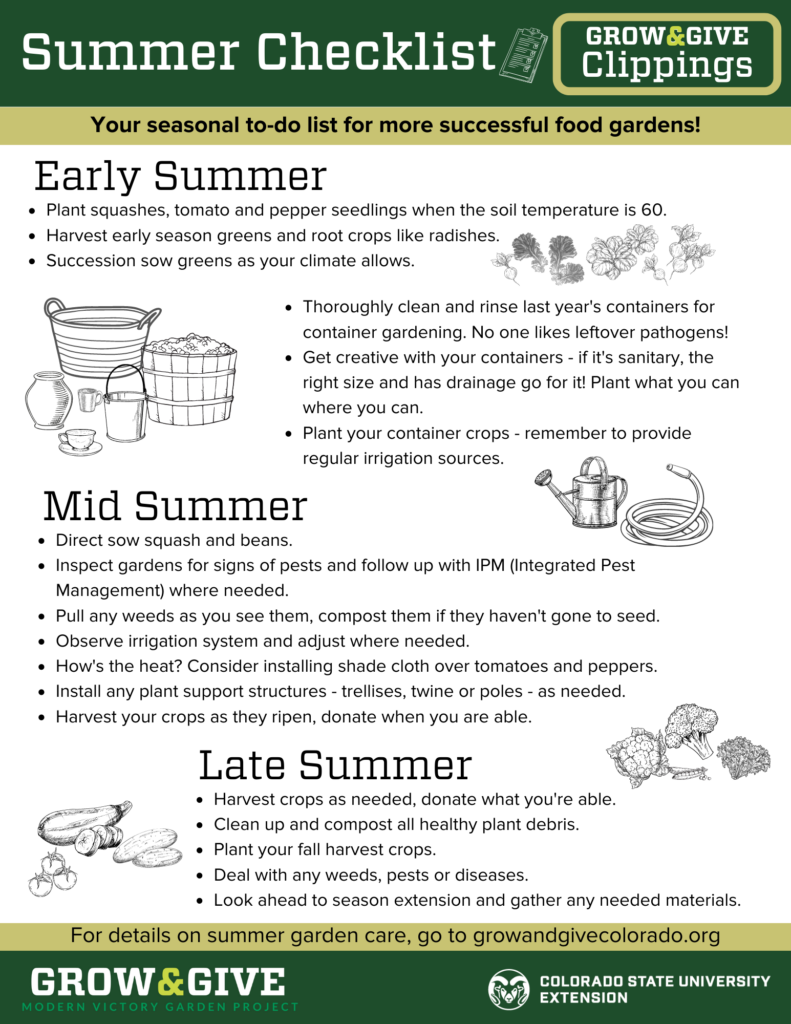 Checklist for summer garden tasks.